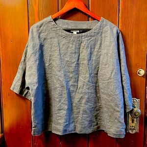J. Jill Pure Jill 100% Line Gray Boxy Top Size XS VGUC
